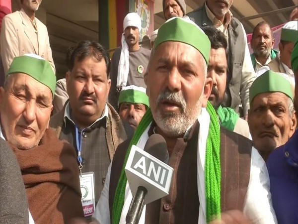 Bharatiya Kisan Union (BKU) spokesperson Rakesh Tikait talking to ANI on Tuesday. (Photo/ANI)