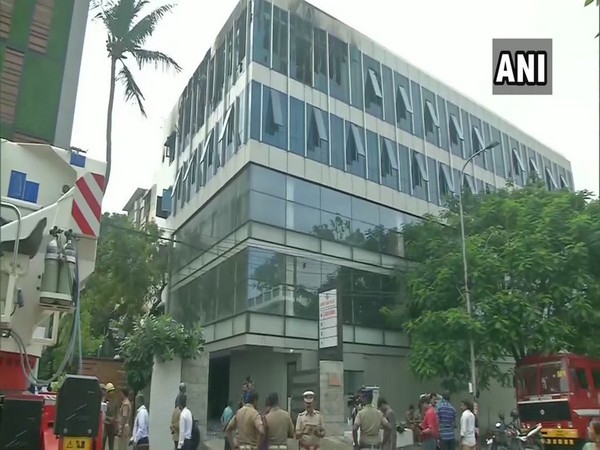 Fire broke out at JSR Castle building at Vijayaraghava road in T Nagar, today [Photo/ANI]
