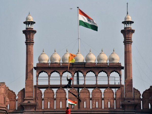 Visual of a flag waved by protesting farmers at Red Fort on January 26 (File Photo/ANI)