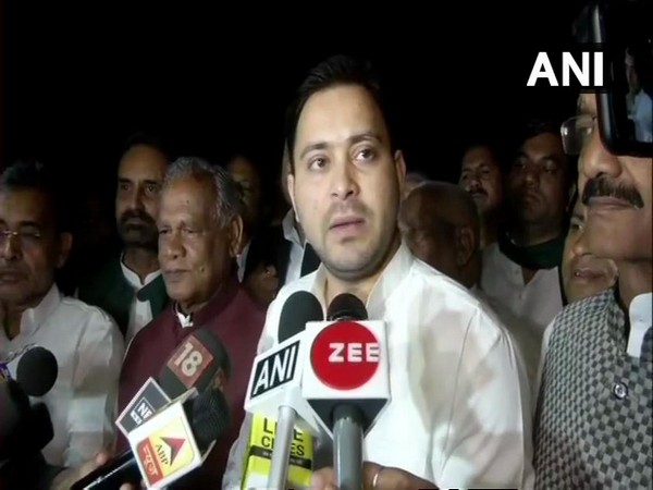 RJD leader Tejashwi Yadav briefing media persons after the Bihar Mahagathbandhan meeting in New Delhi on Wednesday