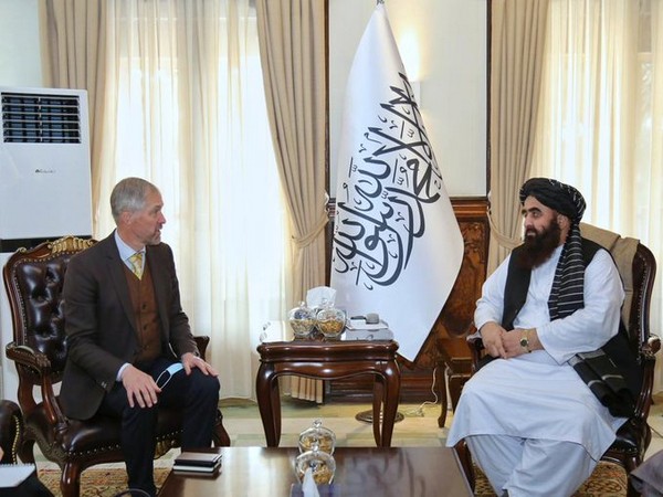 A Taliban official meeting EU official. (Photo Credit: Abdul Qahar Balkhi Twitter handle)