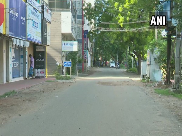 Streets wear a deserted look as Tamil Nadu observes complete lockdown on Sunday. (Photo/ANI)