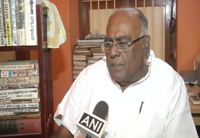 Former DMK leader Pala Karuppiah speaking to ANI in Chennai, Tamil Nadu on Thursday. Photo/ANI