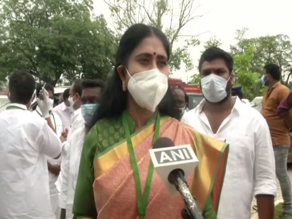 Congress MLA Vijayadharani while speaking to ANI on Monday. (Photo/ANI)