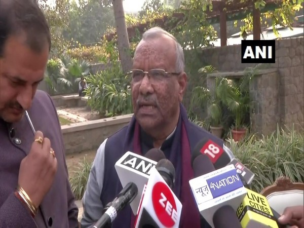 Bihar Deputy Chief Minister Tarkishore Prasad speaking to media on Friday in New Delhi. (Photo/ANI)