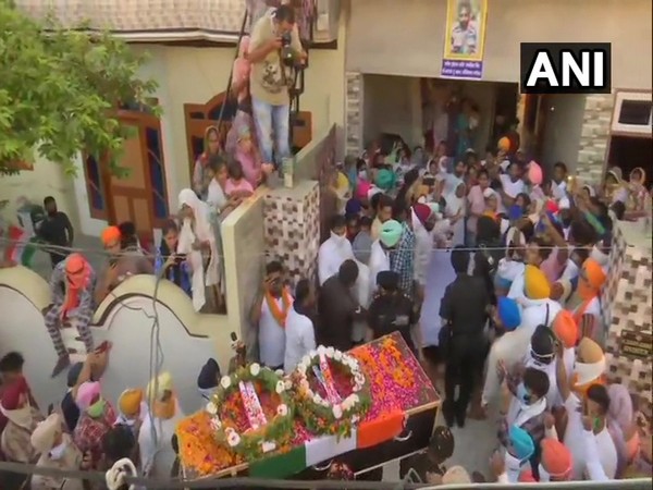 Mortal remains of Naib Subedar Rajwinder Singh was brought to his home today. (Photo: ANI)