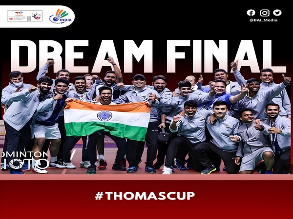 Indian team after entering Thomas Cup final  (Image: BAI media)