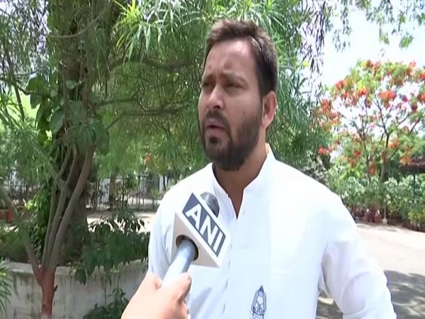 Rashtriya Janaya Dal leader Tejashwi Yadav talking to ANI in Patna on Saturday. Photo/ANI
