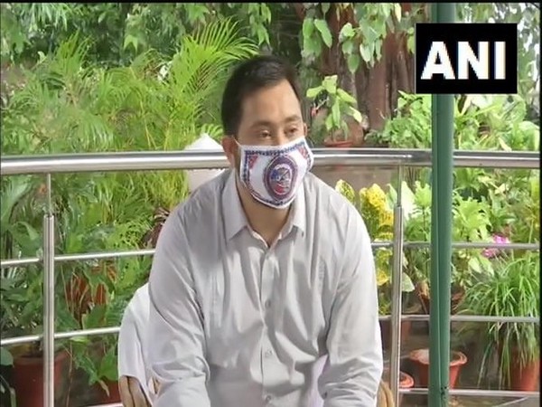 RJD leader Tejashwi Yadav speaking to media on Monday. [Photo/ANI]