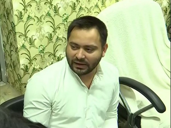 RJD leader Tejashwi Yadav speaking to reporters in Patna, Bihar on Tuesday. Photo/ANI