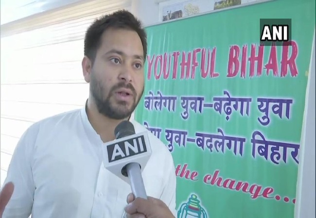 Rashtriya Janta Dal leader Tejashwi Yadav speaking to ANI in Patna (Photo/ANI)