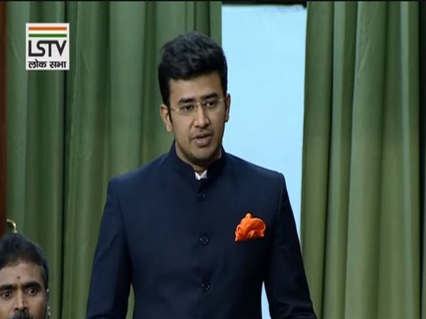 BJP MP Tejasvi Surya speaking in the parliament on Wedneday
