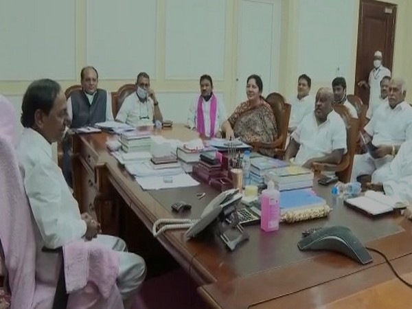 Telangana Chief Minister K Chandrashekhar at the meeting on Monday. 