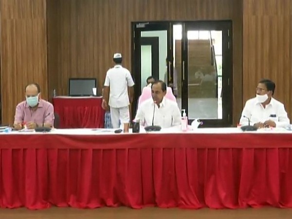 Telangana Chief Minister K Chandrashekhar Rao at the meeting in Hyderabad on Tuesday. 