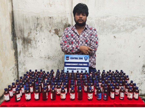 A man has been apprehended reportedly for selling cough syrup to minors and vagabonds illegally. (Photo/ANI)