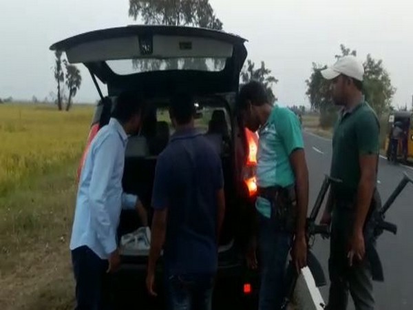 Police while carrying out search operation in Telangana-Chhattisgarh border on Wednesday. Photo/ANI