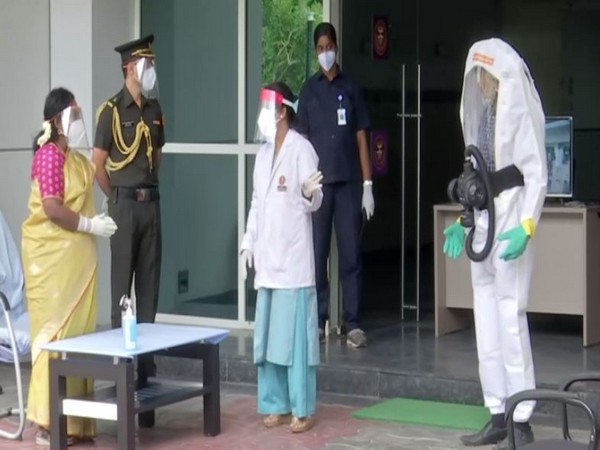Telangana Governor Tamilisai Soundararajan on Saturday visited ESIC Medical College and inspected Plasma Therapy arrangements. (Photo/ANI)