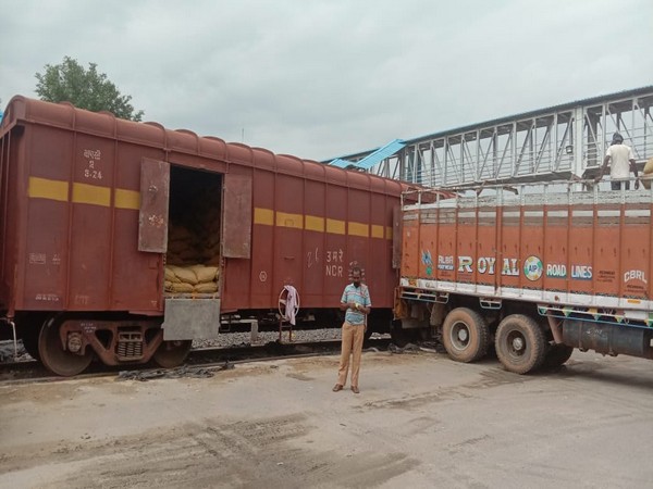 This is the first freight rake being loaded from the state of Telangana to Bangladesh country during the recent pandemic times. Photo/ANI