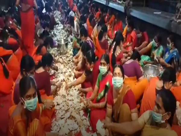 A visual from inside the Srikalahasti temple, (Photo/ANI)