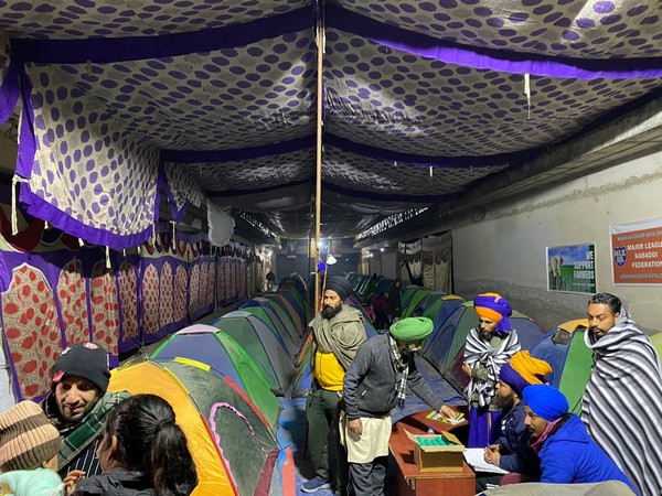 Visual of a tent at Singhu border