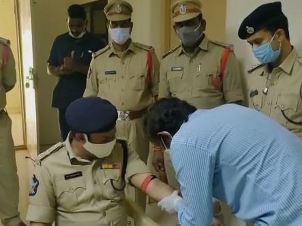 Antibody testing event held for police officials in Andhra Pradesh on Friday. Photo/ANI