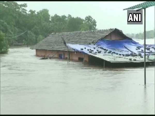 One of the houses submerged in water on Saturday in Thane. Photo/ANI