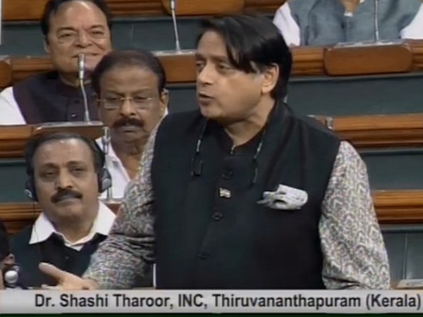 Congress MP Shashi Tharoor speaking in Lok Sabha on Wednesday 