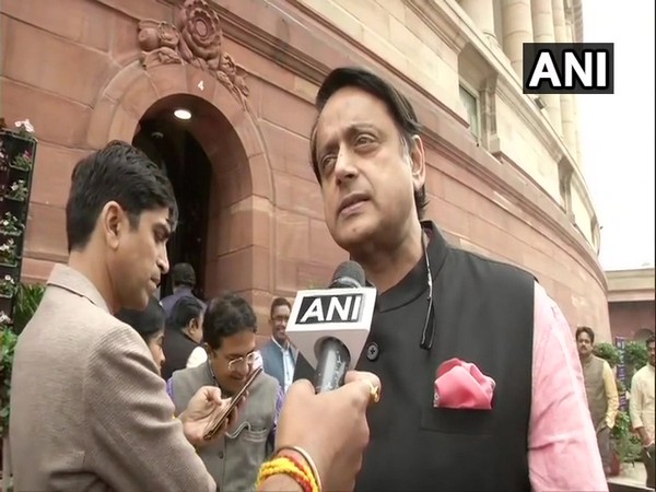 Congress MP Shashi Tharoor talking to ANI at Parliament on Thursday 
