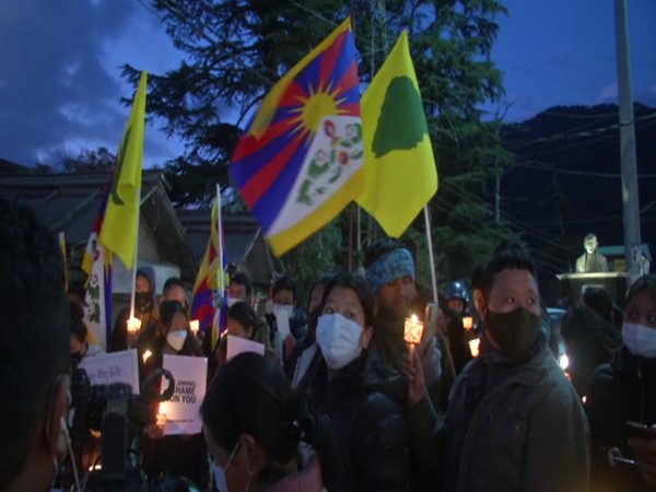 Member of Tibetan communities during a candlelight vigil in Dharmshala