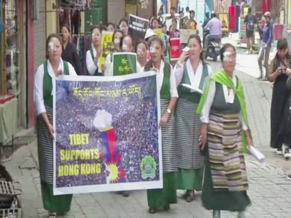 Tibetans hold protest in Dharamshala in solidarity with Hong Kong on Saturday