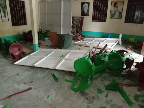 A TMC office in Cooch Behar, West Bengal, was allegedly vandalised by BJP workers on July 18. Photo/ANI