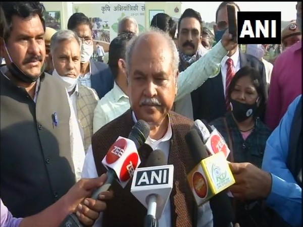 Union Agriculture Minister Narendra Singh Tomar speaking to media on Thursday. (Photo/ANI)