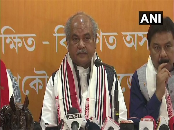 Union Minister and BJP's election in-charge for Assam Narendra Singh Tomar during a press conference on Thursday. (Photo/ANI)