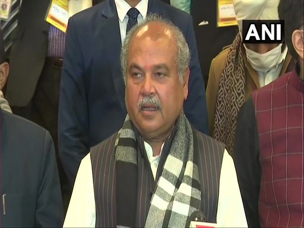 Union Agriculture Minister Narendra Singh Tomar speaking to media on Friday. (Photo/ANI)