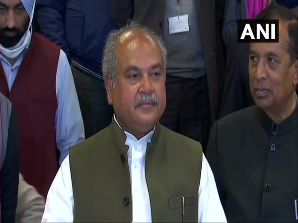 Union Agriculture Minister Narendra Singh Tomar talking to media in New Delhi on Friday. (Photo/ANI)