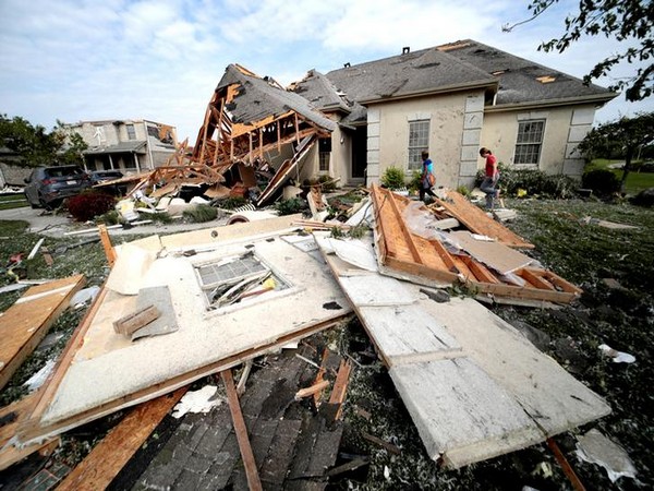 Houses damaged in a tornado near Dayton, Ohio