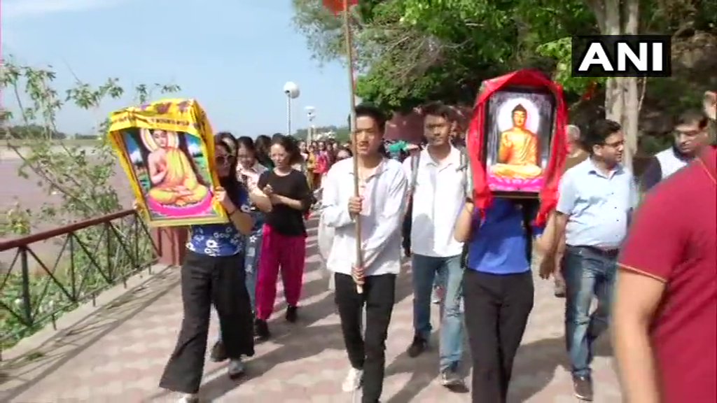 Participants during the heritage walk in Akhnoor, Jammu and Kashmir on Saturday.