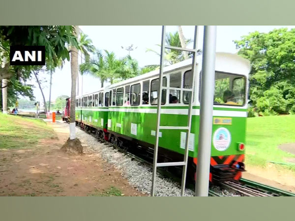India's first solar energy-driven miniature train at Veli Tourist Village in Thiruvananthapuram on Saturday. (Photo/ANI)