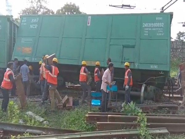 Visuals of the goods train derailed near Vizianagaram, Andhra Pradesh.