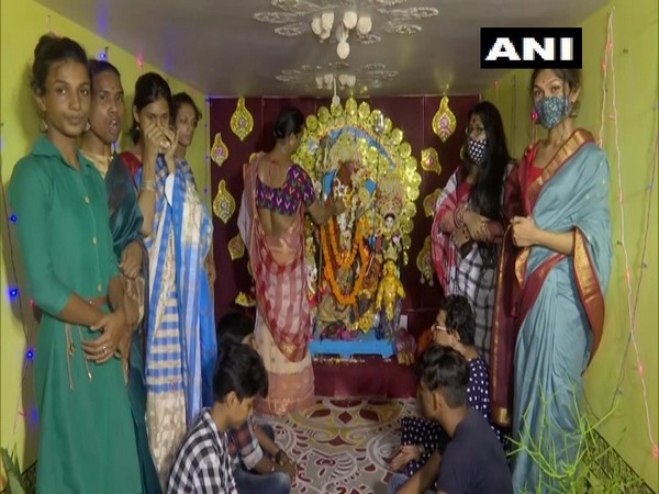 Visual of Transgender community with the idol of Ardhanarishvara in Kolkata (Photo/ANI) 