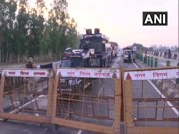 Security deployment near Karna Lake in Karnal, in view of farmers' 'Delhi Chalo' protest march. [Photo/ANI]