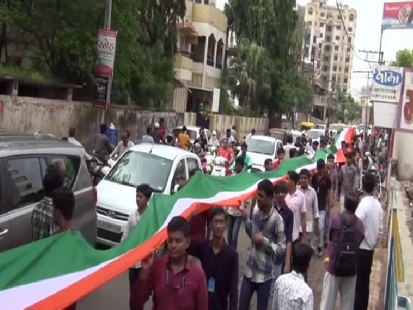 A few of tricolor journey ahead of Independence Day celebration on Wednesday. Photo/ANI