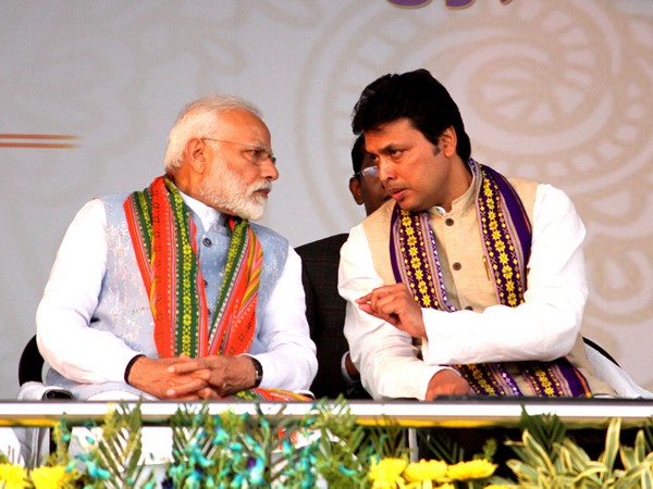 Prime Minister Narendra with Tripura Chief Minister of Tripura Biplab Kumar Deb (Photo/ANI)