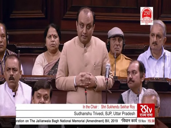 Rajya Sabha MP Sudhanshu Trivedi speaking in Rajya Sabha on Tuesday. 