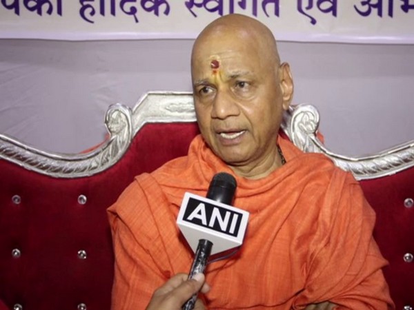 Shri Ram Janmbhoomi Teerth Kshetra trust treasurer Swami Govind Dev Giri speaking to ANI in Surat on Friday. (Photo/ANI)