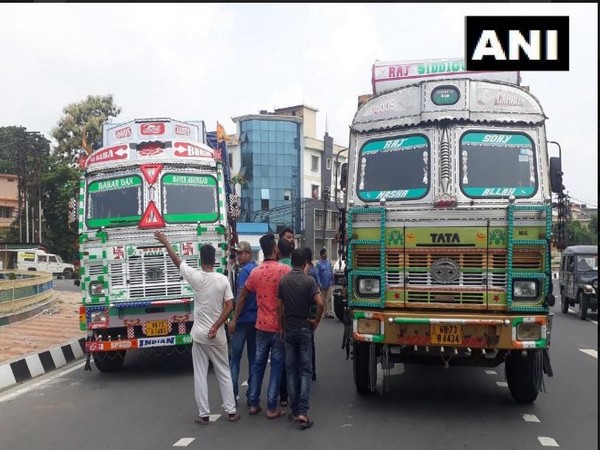 Truck Operators' strike enters third day in Siliguri. Photo/ANI