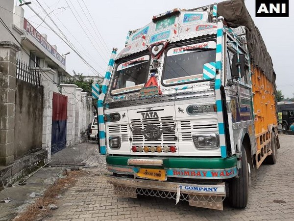 The truck from where JeM terrorists along with arms and ammunition were held by the Kathua Police on Thursday. Photo/ANI