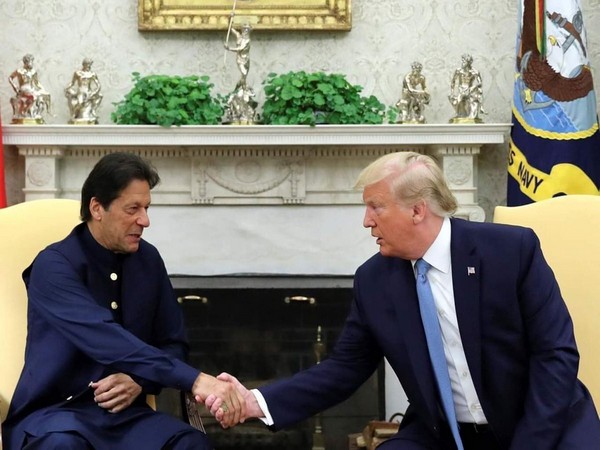 Pakistani Prime Minister Imran Khan with US President Donald Trump in Washington on July 22 (file photo)