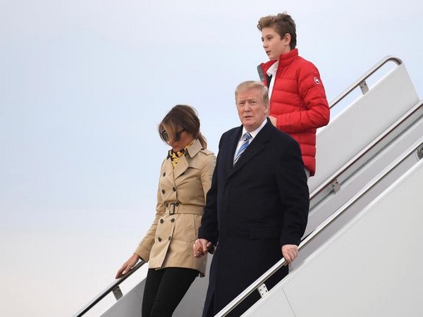 US President Donald Trump with First Lady Melania Trump and their child Barron Trump