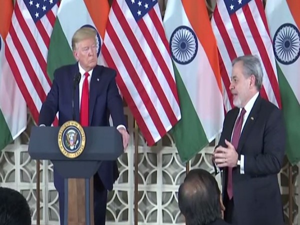 US Energy Secretary Dan Brouillette with President Donald Trump at an interaction with business leaders in New Delhi on Tuesday (photo/ANI)